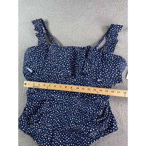 Kona Sol One Piece Swimsuit Womens 20 Blue Polka Dot Patterned Ruffle Padded NWT - Picture 5 of 8